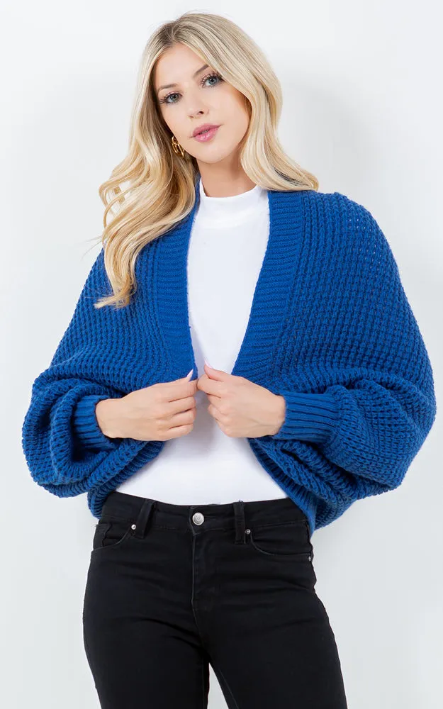 SH4309 SOFT KNIT CARDIGAN W/BALLON SLEEVES