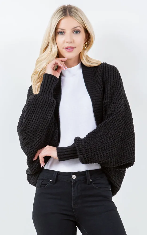 SH4309 SOFT KNIT CARDIGAN W/BALLON SLEEVES