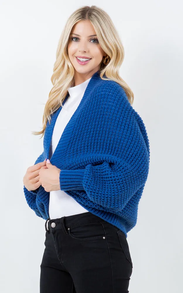 SH4309 SOFT KNIT CARDIGAN W/BALLON SLEEVES