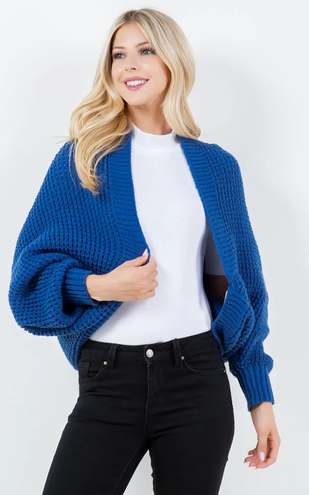 SH4309 SOFT KNIT CARDIGAN W/BALLON SLEEVES