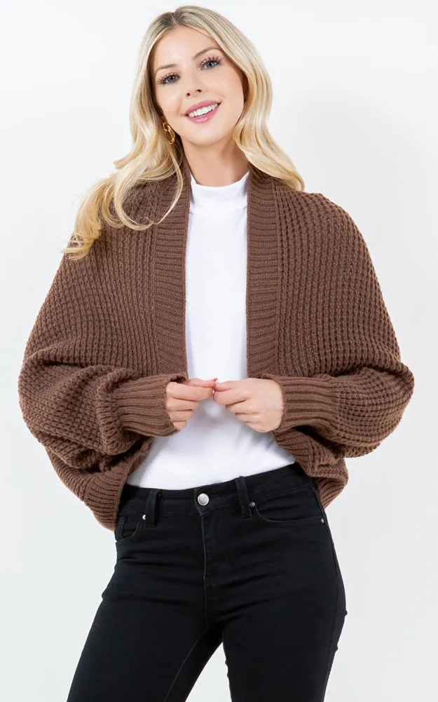 SH4309 SOFT KNIT CARDIGAN W/BALLON SLEEVES