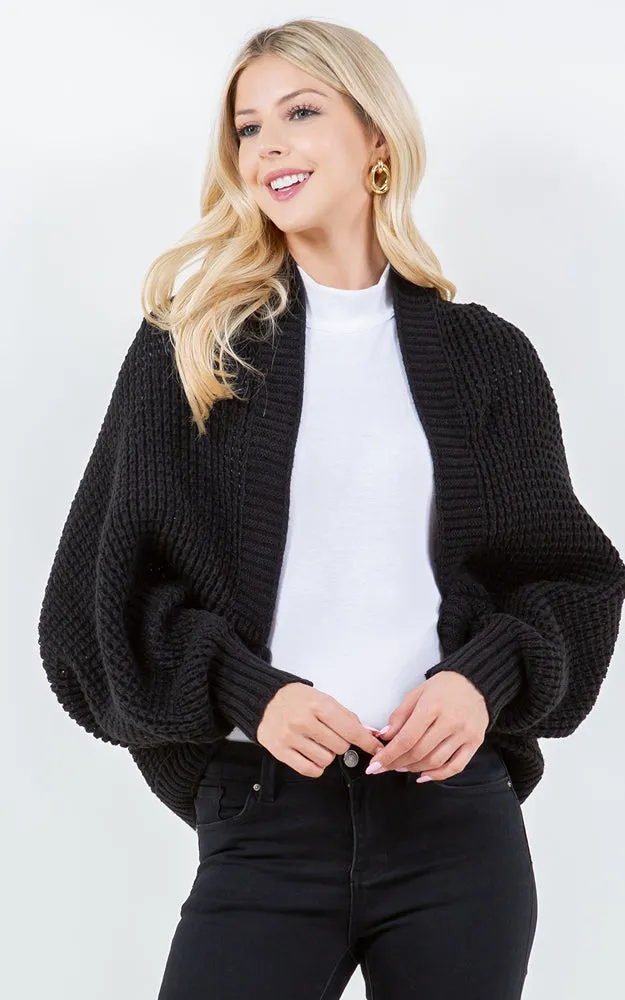 SH4309 SOFT KNIT CARDIGAN W/BALLON SLEEVES