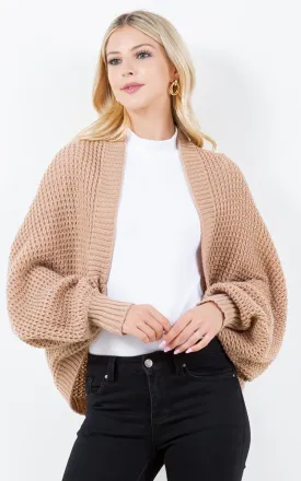 SH4309 SOFT KNIT CARDIGAN W/BALLON SLEEVES