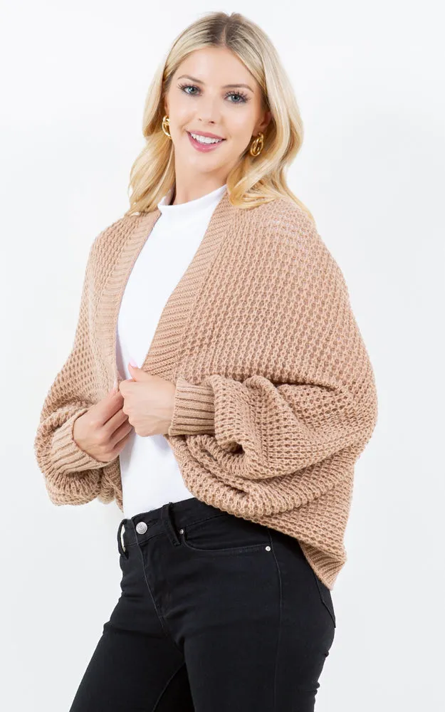 SH4309 SOFT KNIT CARDIGAN W/BALLON SLEEVES