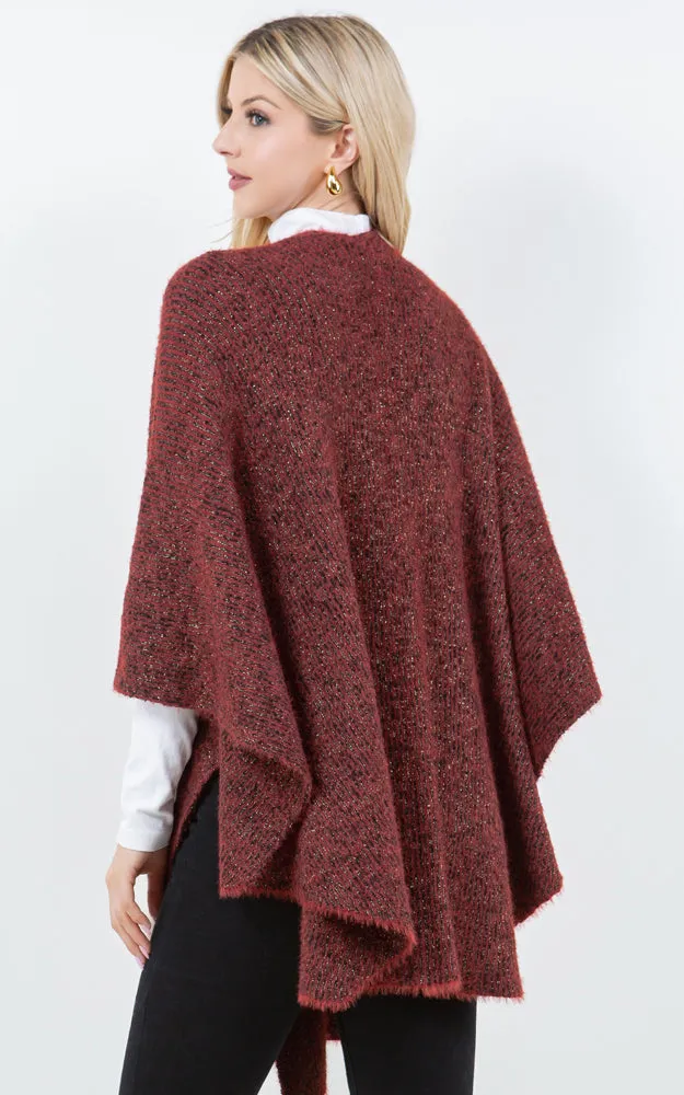 SH4319 SOLID COLOR METALLIC KIMONO MULTI SHAWL