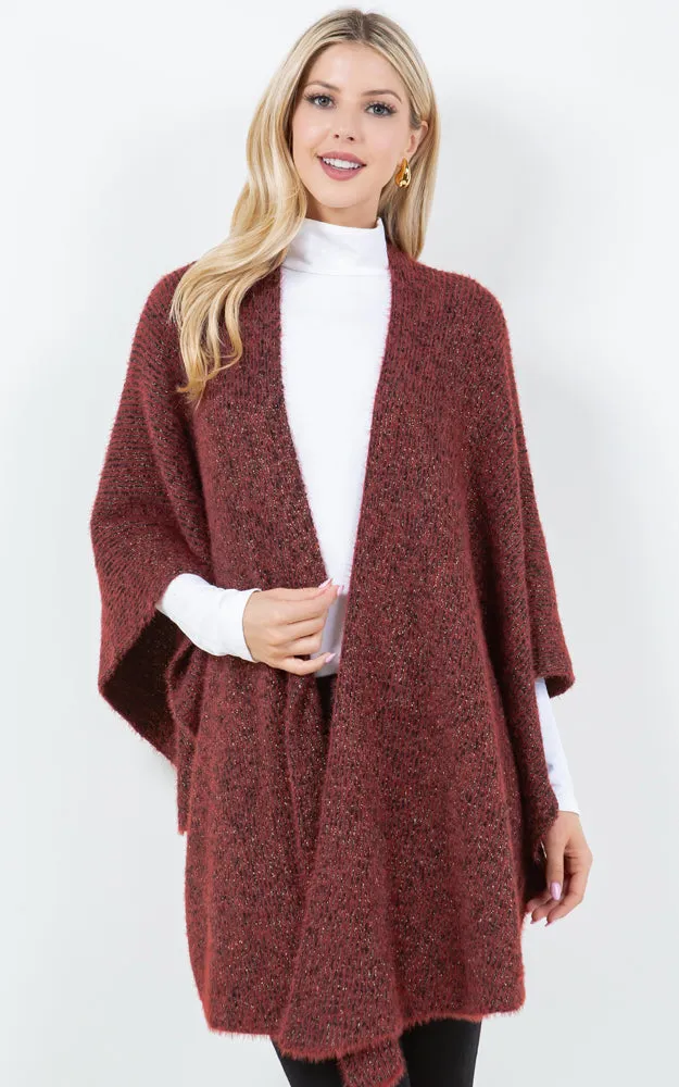 SH4319 SOLID COLOR METALLIC KIMONO MULTI SHAWL