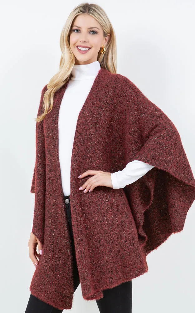 SH4319 SOLID COLOR METALLIC KIMONO MULTI SHAWL
