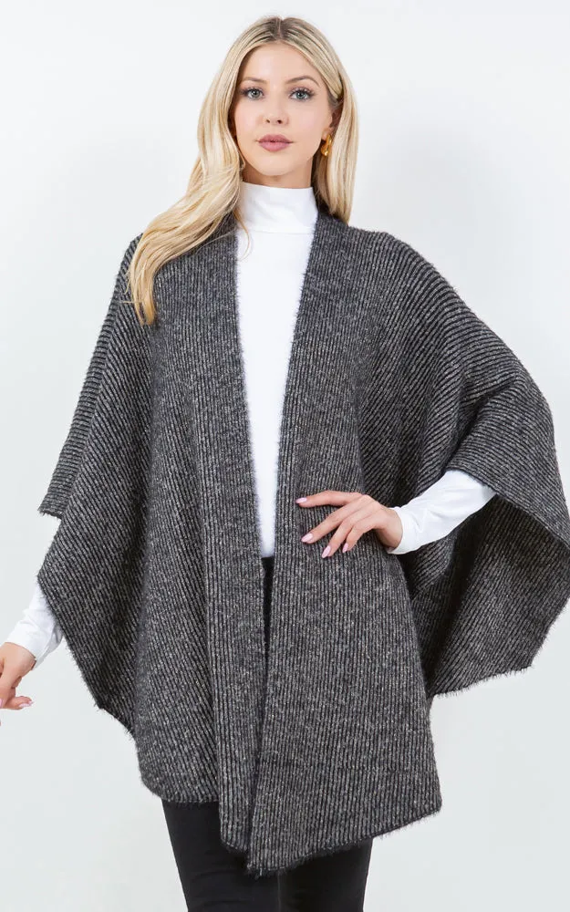 SH4319 SOLID COLOR METALLIC KIMONO MULTI SHAWL