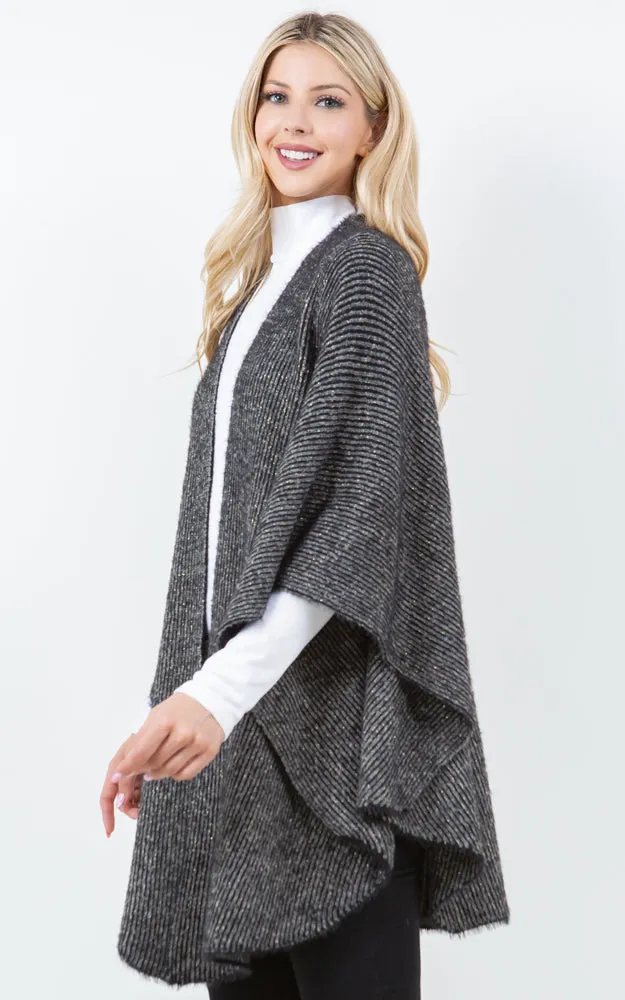 SH4319 SOLID COLOR METALLIC KIMONO MULTI SHAWL