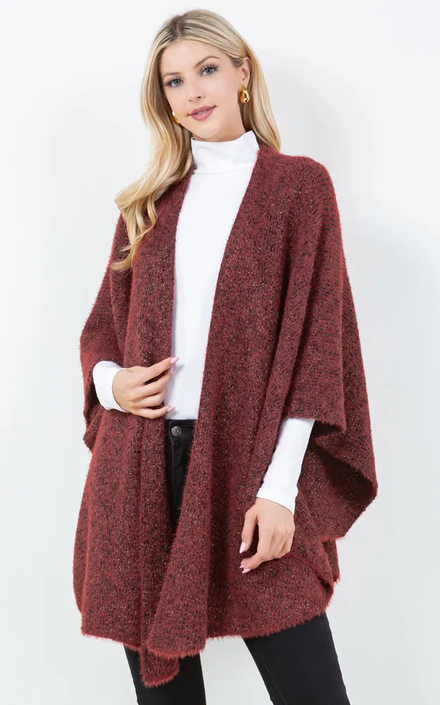 SH4319 SOLID COLOR METALLIC KIMONO MULTI SHAWL