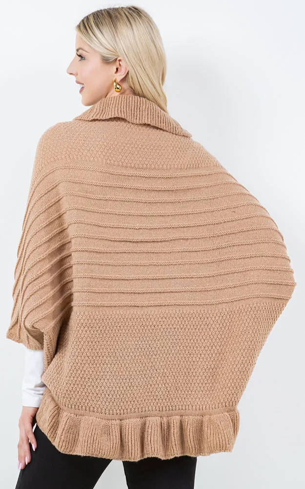 SH4320 SOFT KNIT RUFFLE CARDIGAN SHAWL