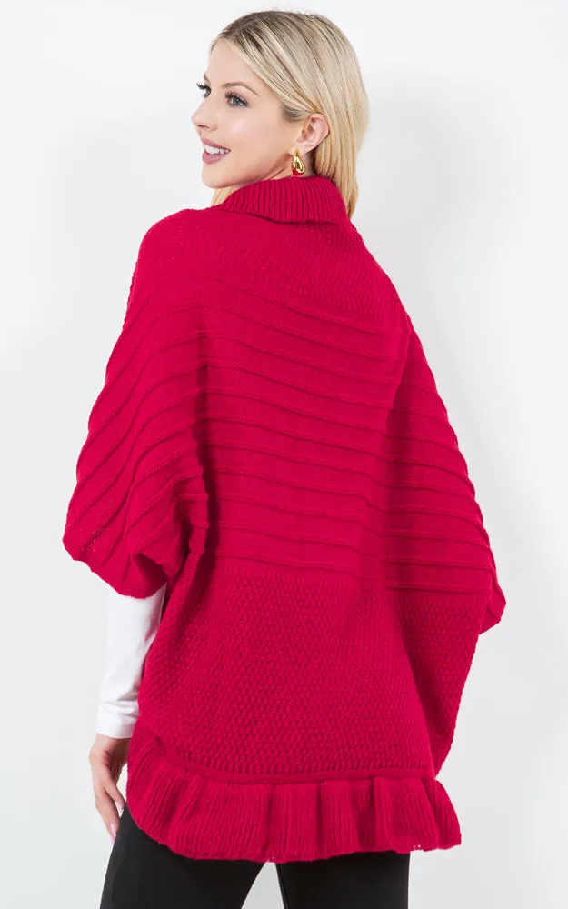 SH4320 SOFT KNIT RUFFLE CARDIGAN SHAWL