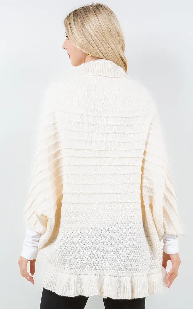 SH4320 SOFT KNIT RUFFLE CARDIGAN SHAWL