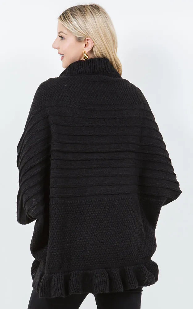 SH4320 SOFT KNIT RUFFLE CARDIGAN SHAWL
