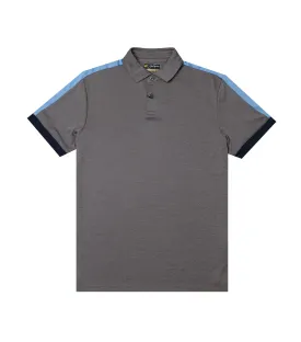 Shoulder Stripe Pieced Polo Muted Gray Heather