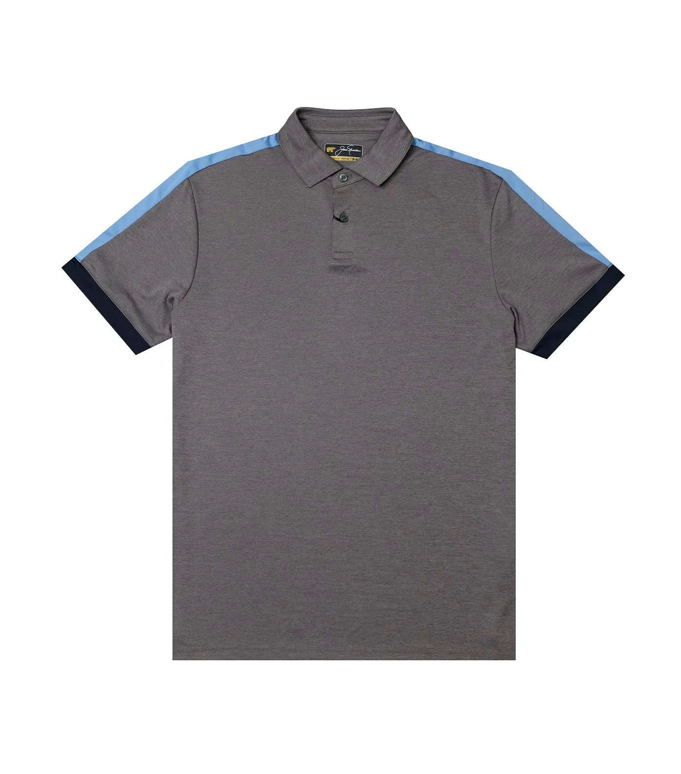 Shoulder Stripe Pieced Polo Muted Gray Heather