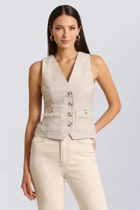 Tailored Tweed Suit Vest Tan