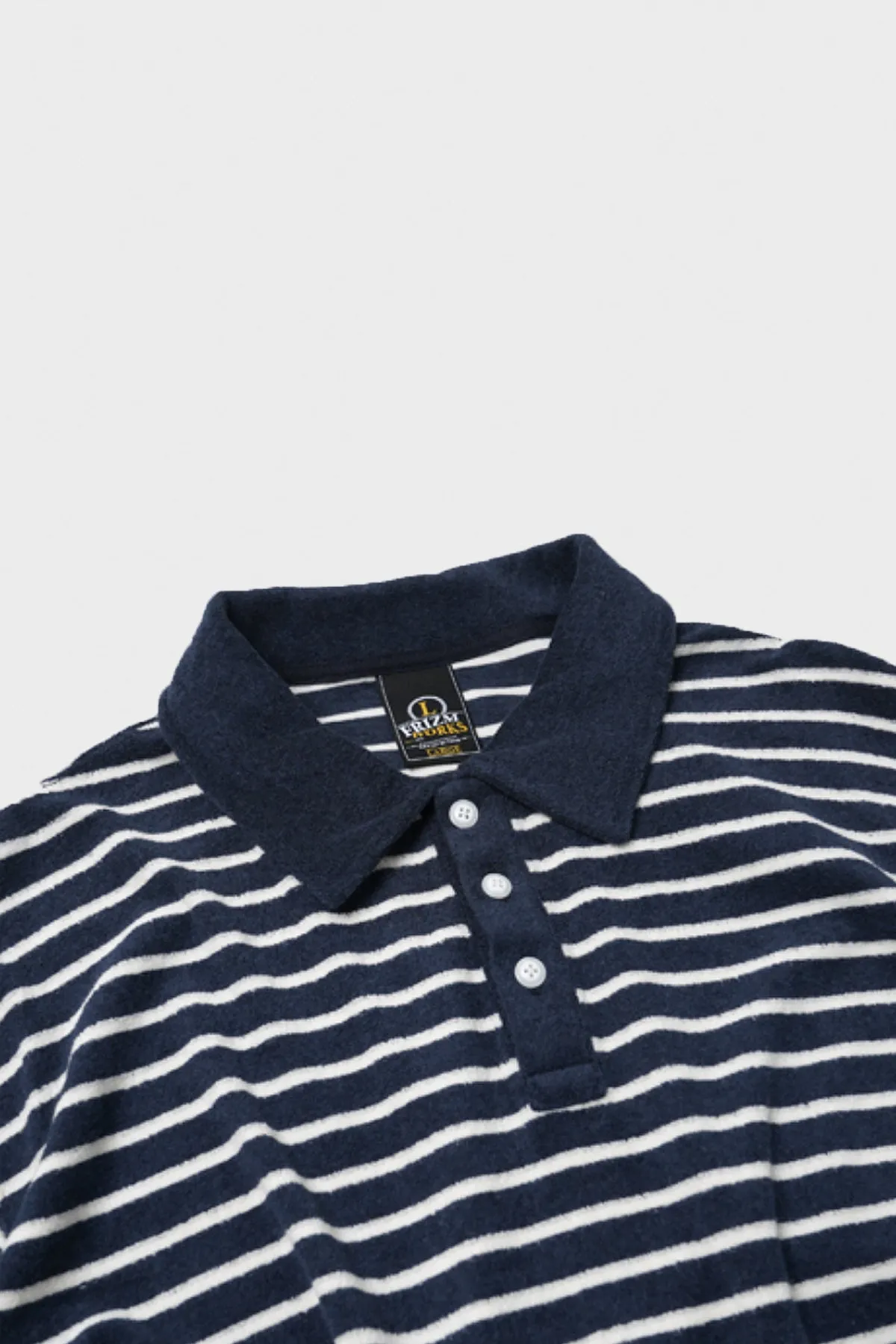 Terry Stripe Pique Shirt - Navy