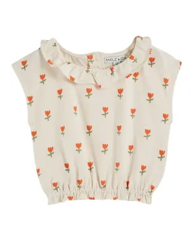 Tulip Collar T-Shirt in Creme