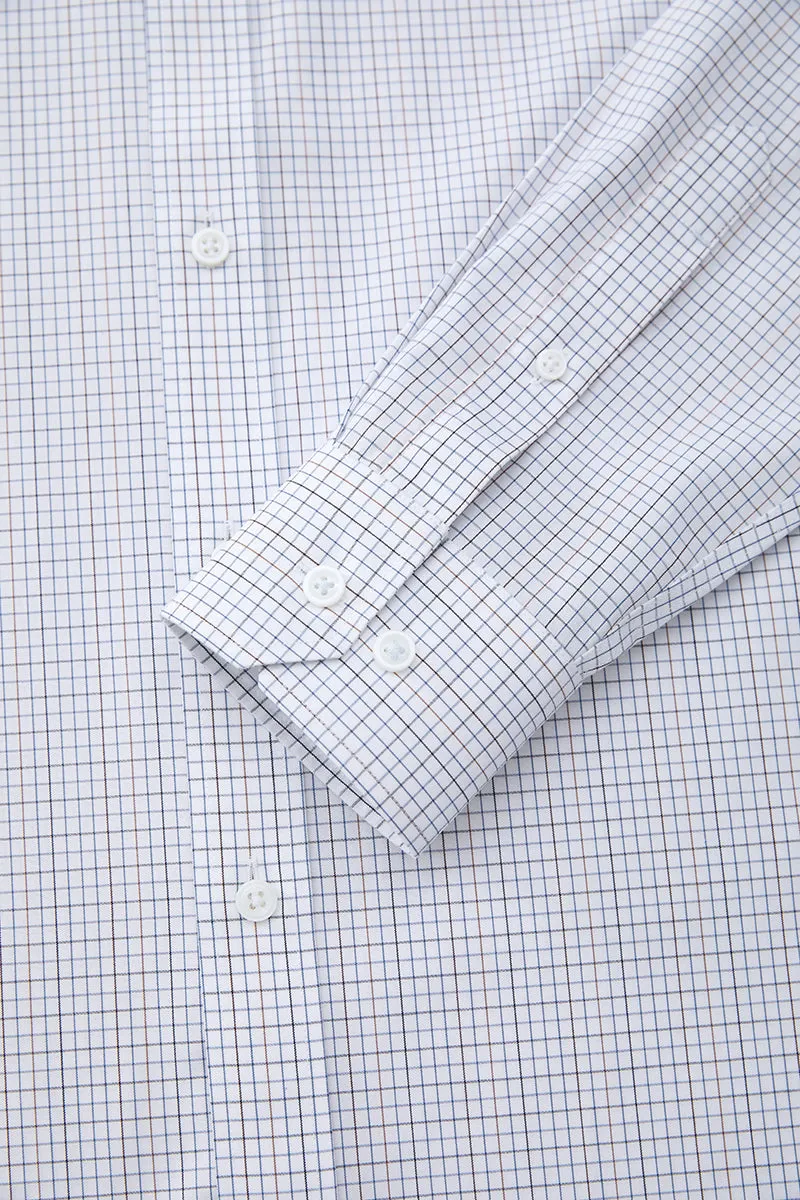 Waterless Dye Dress Shirt  | White Multi-Check 20812N