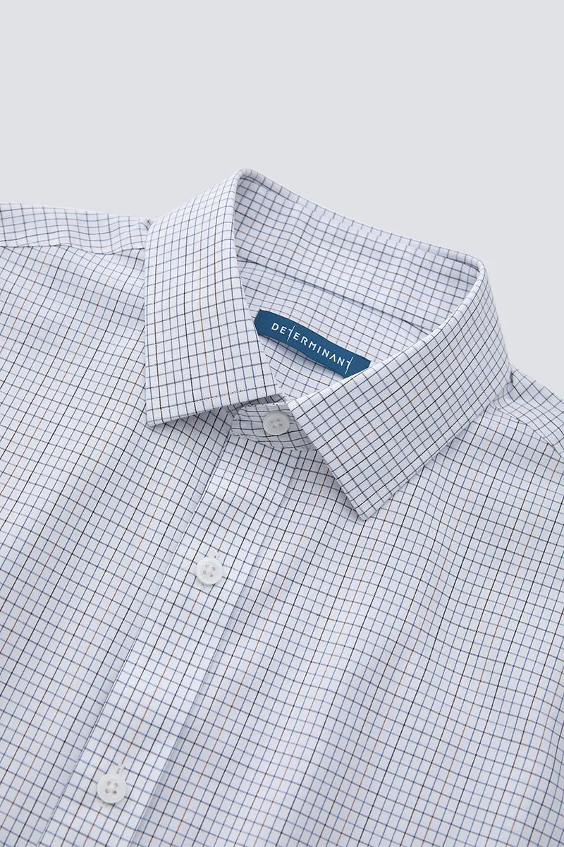 Waterless Dye Dress Shirt  | White Multi-Check 20812N