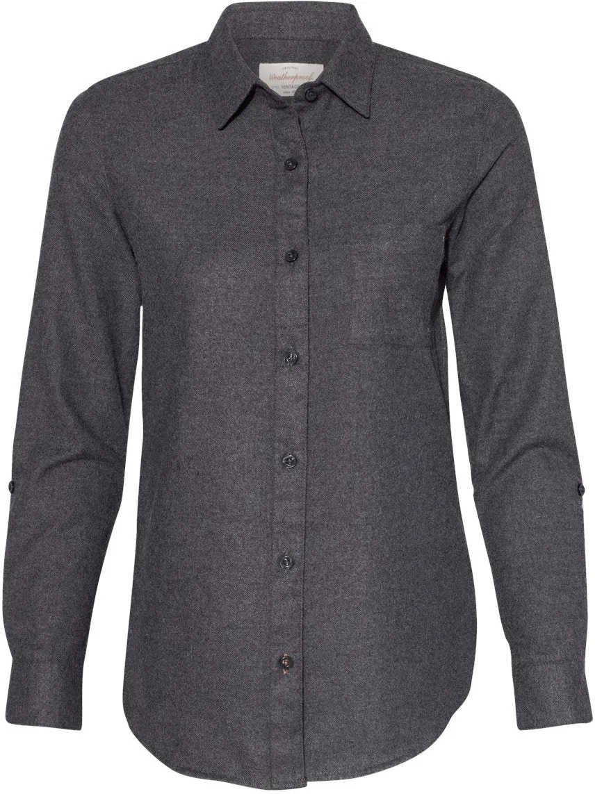 Weatherproof Ladies Vintage Brushed Flannel Solid Shirt