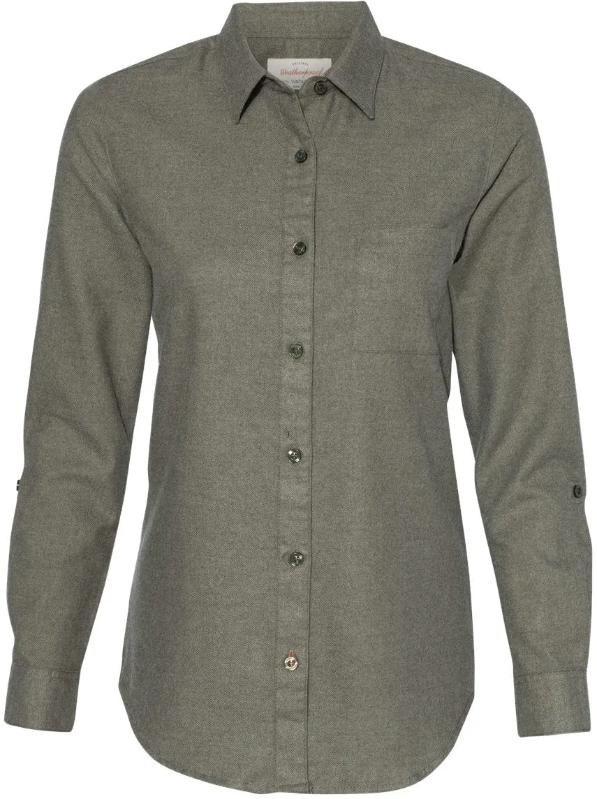 Weatherproof Ladies Vintage Brushed Flannel Solid Shirt